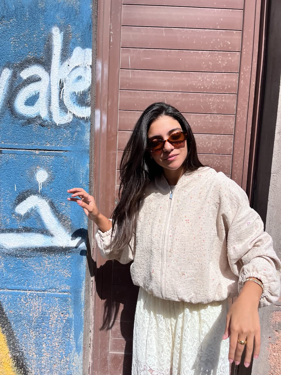 Sweater zipper beige sequins