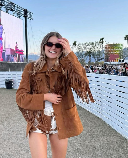 Jacket Suede Fringes brown