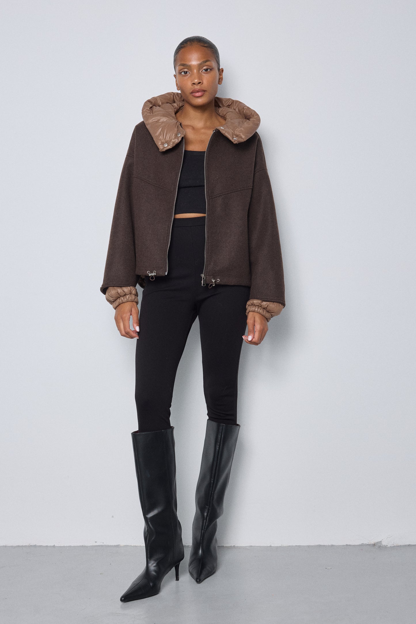 Jacket brown wool scarf