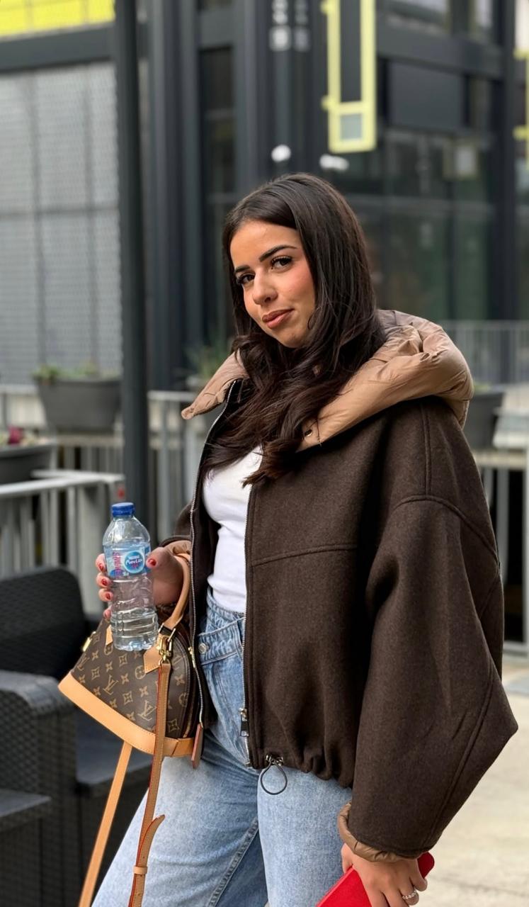 Jacket brown wool scarf