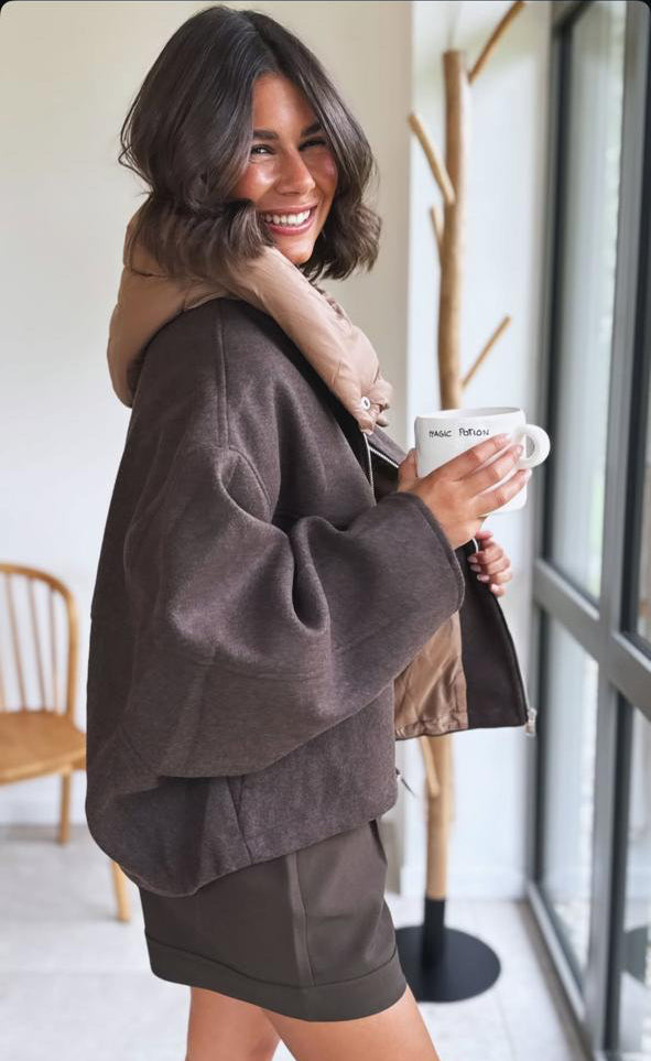 Jacket brown wool scarf