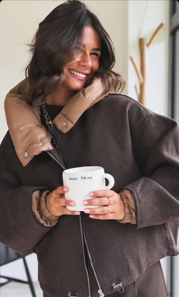 Jacket brown wool scarf