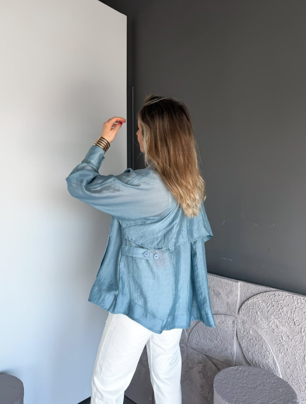 Shirt blue buttons