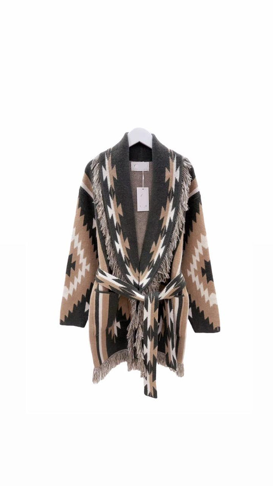 Cardigan knit pattern olive