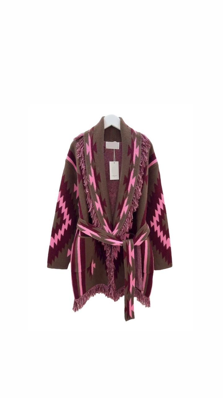 Cardigan knit pink pattern