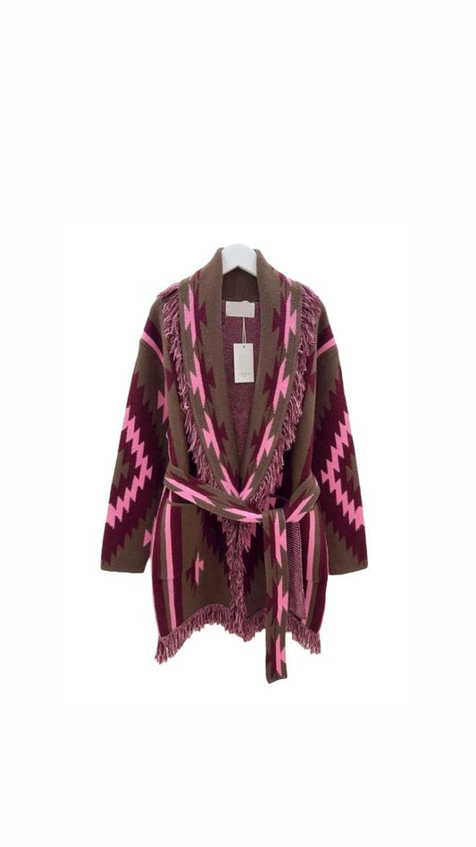 Cardigan knit pink pattern