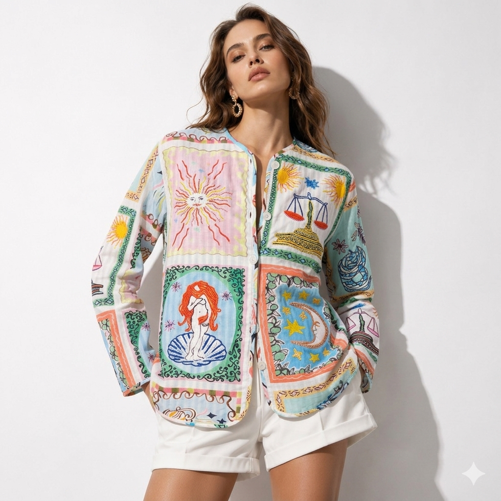 Jacket colorful embroidery