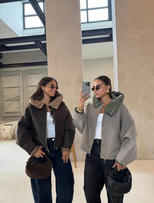 Jacket brown wool scarf