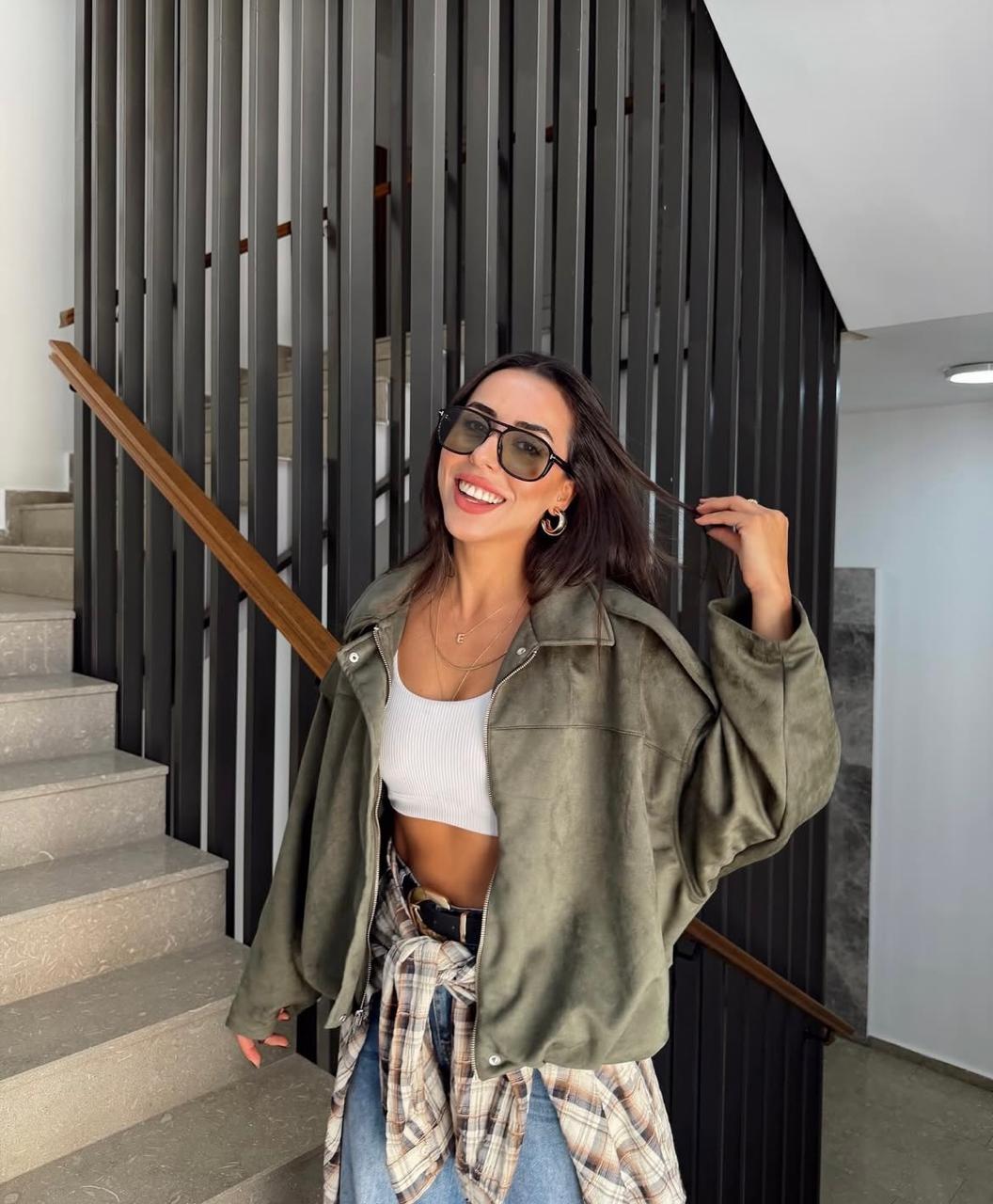 Bomber Suede Olive jacket