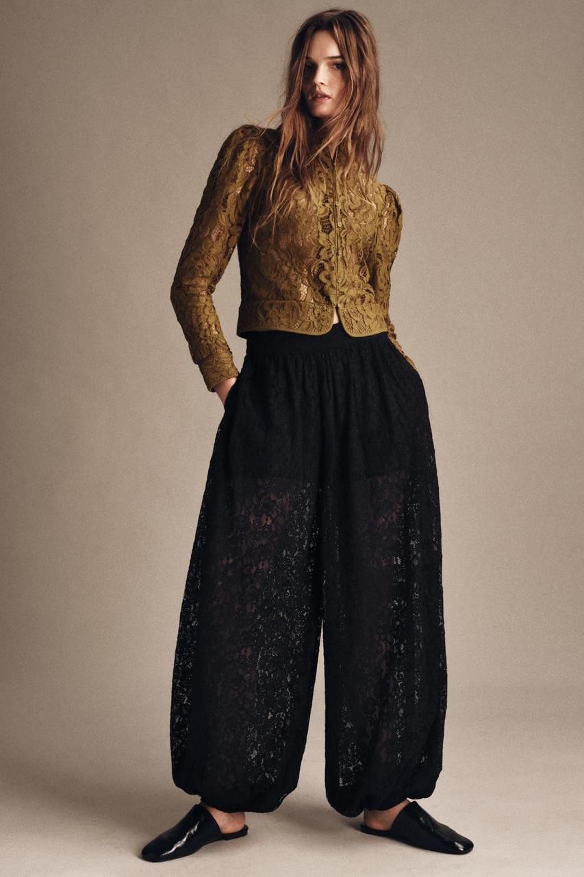 Pants baloon black lace