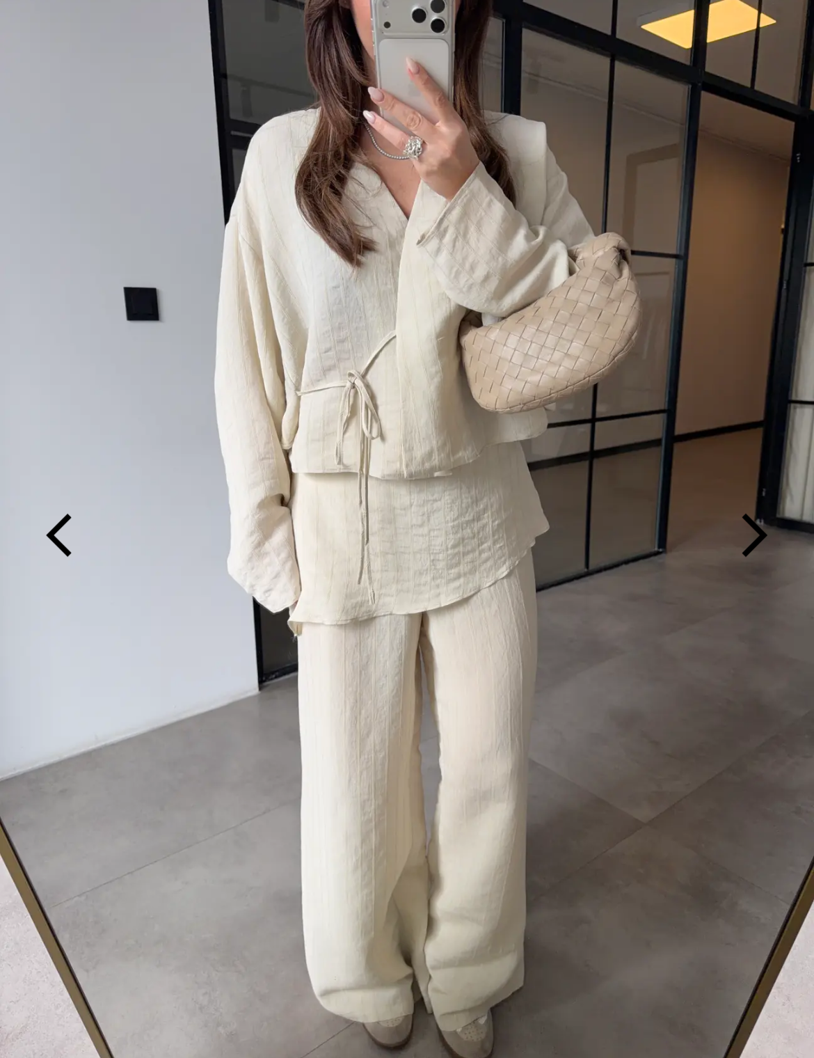 Set offwhite stripe scarf