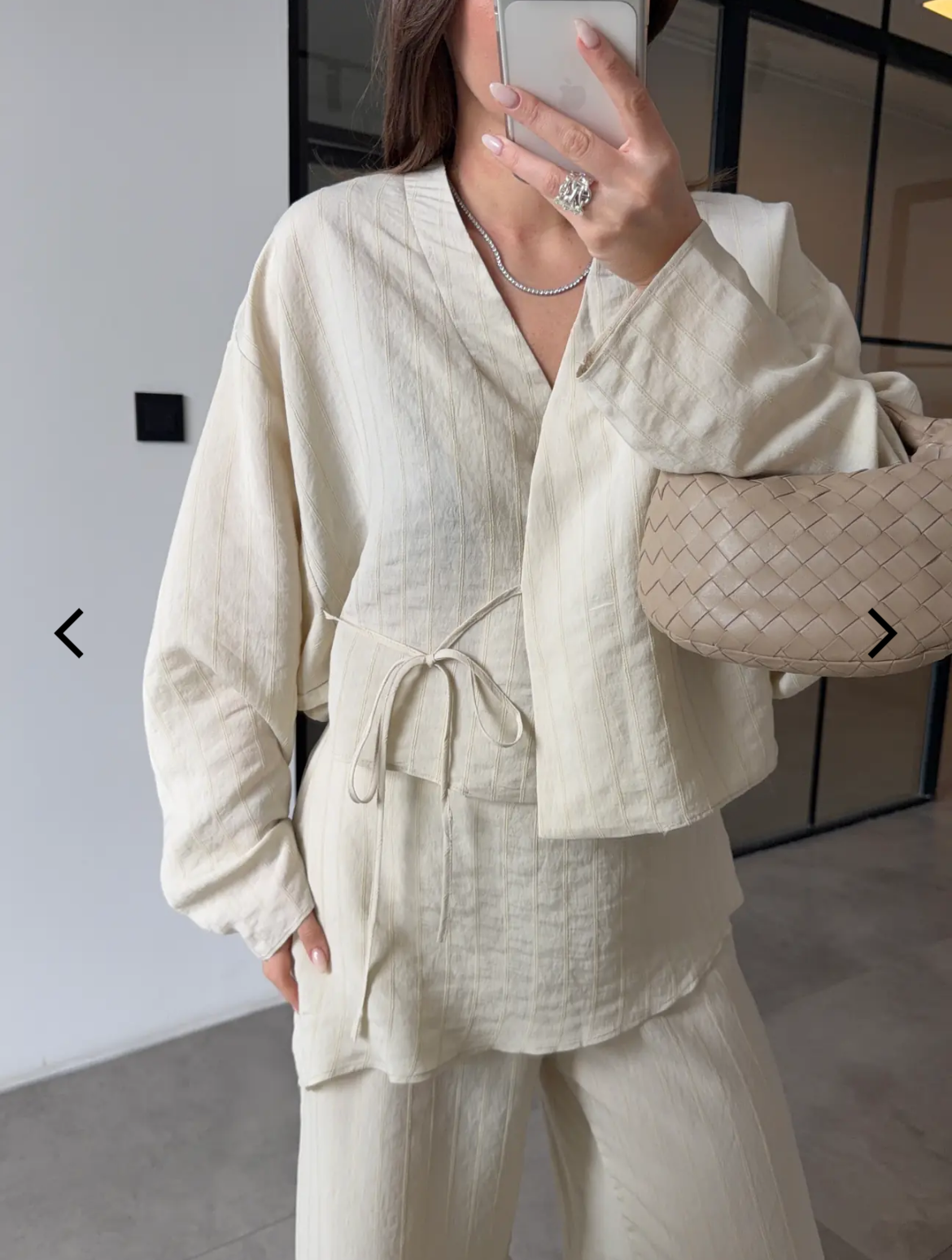 Set offwhite stripe scarf