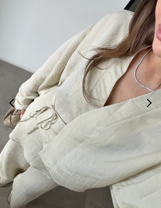 Set offwhite stripe scarf