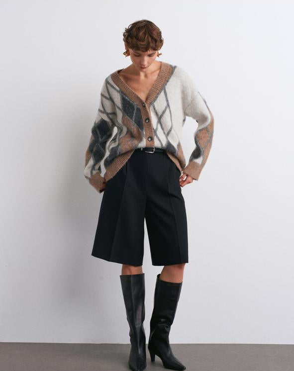 Cardigan Argyle camel