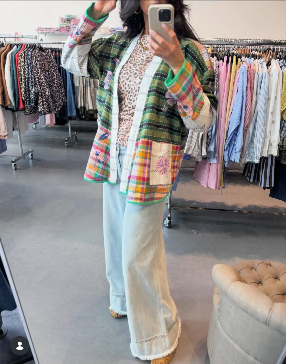Jacket embroidery olive colorful