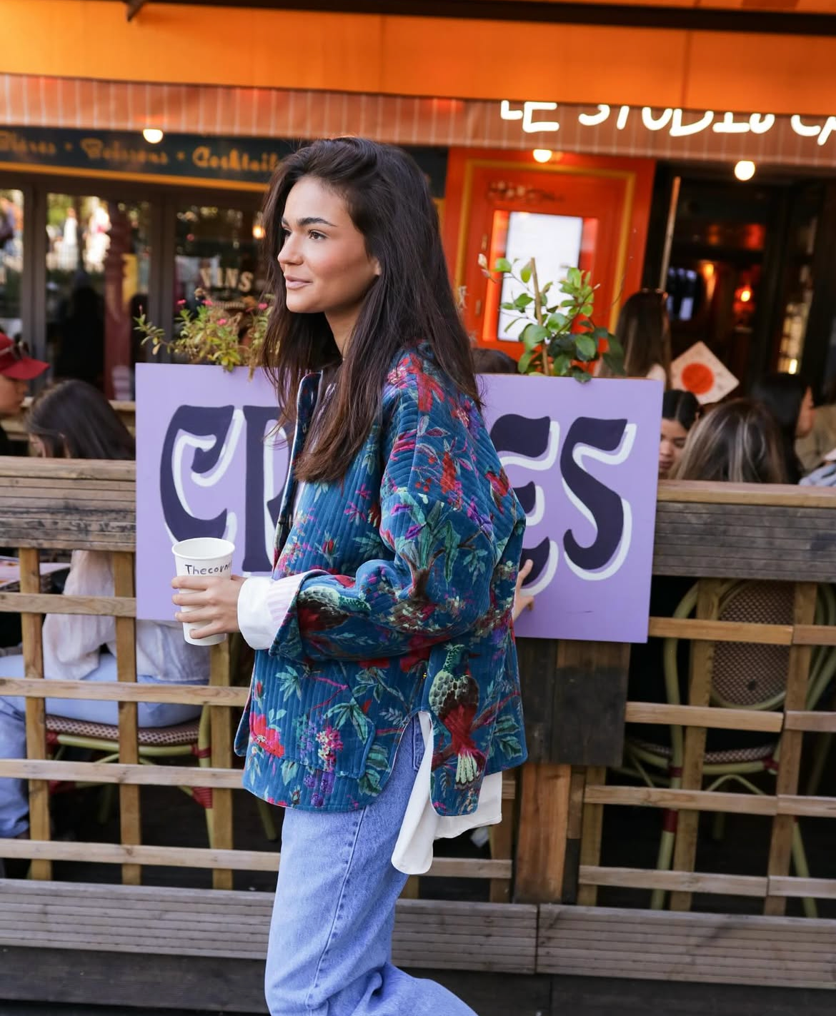 Jacket suede floral Navy