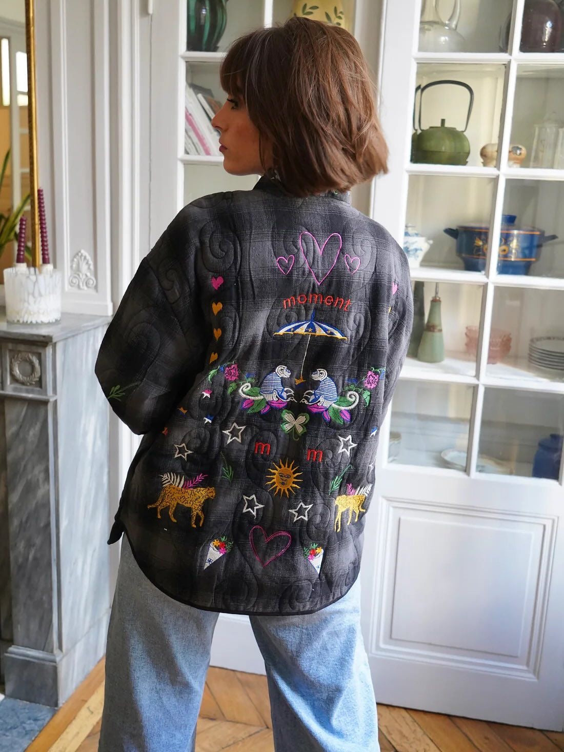 Jacket embroidery black