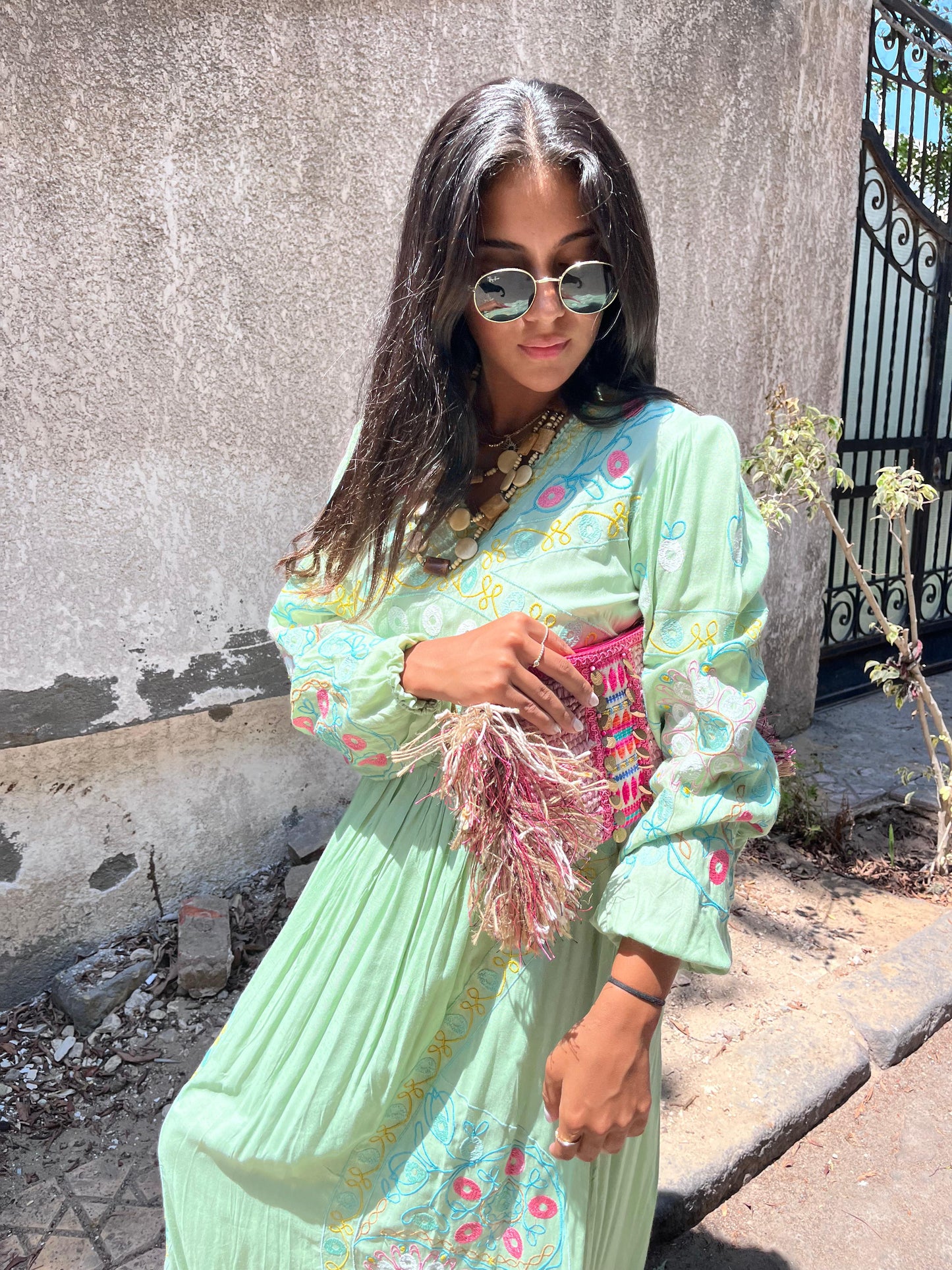 Dress Embroidery Mint Green