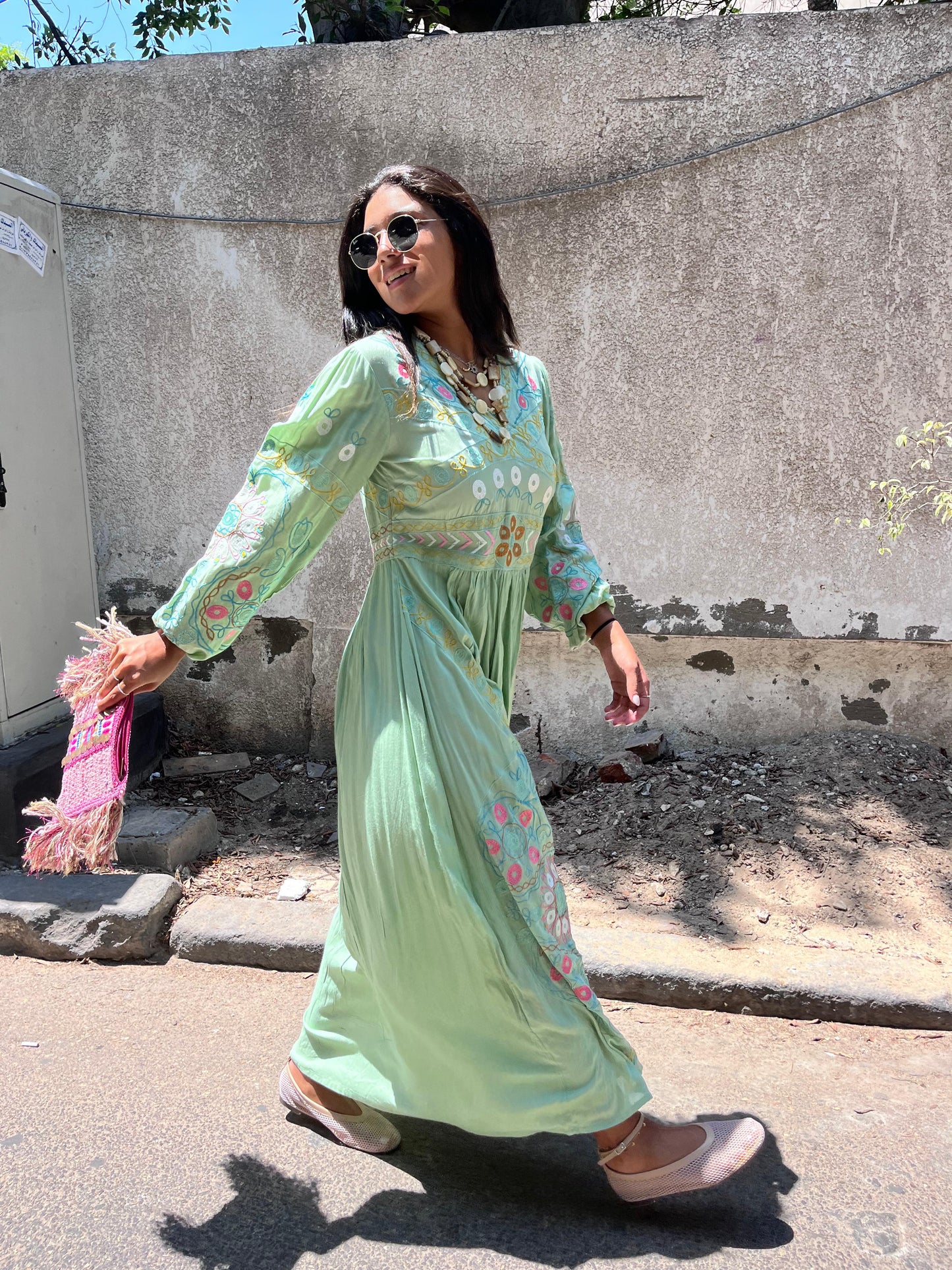 Dress Embroidery Mint Green