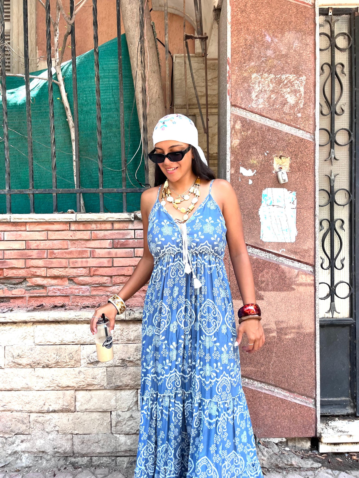 Dress Blue White Flowers