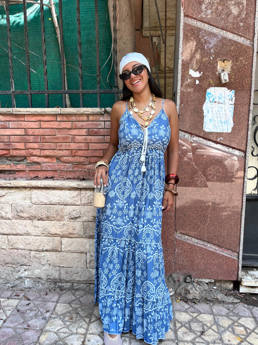 Dress Blue White Flowers