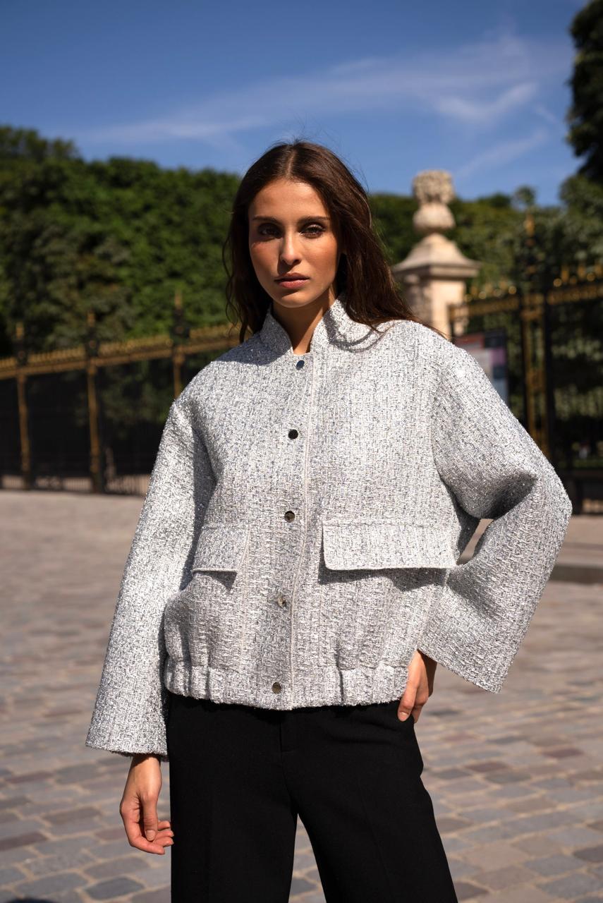 Silver Sequins Bomber Jacket