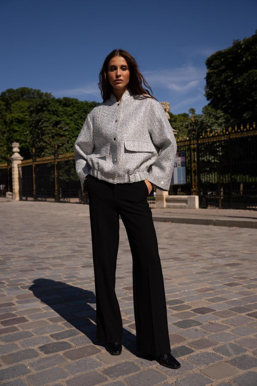 Silver Sequins Bomber Jacket