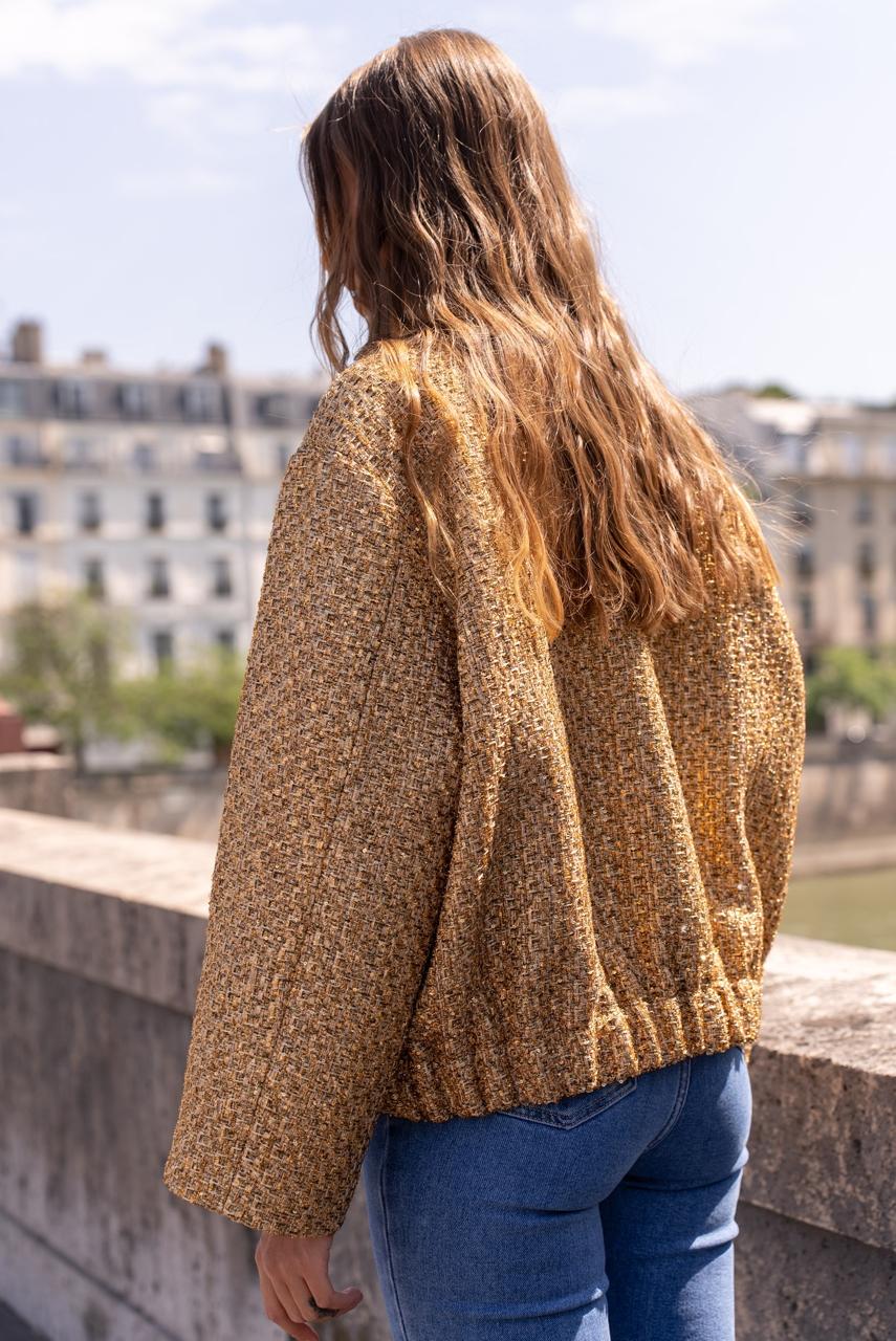 Gold Sequins Bomber Jacket