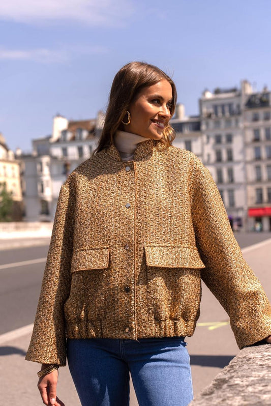 Gold Sequins Bomber Jacket