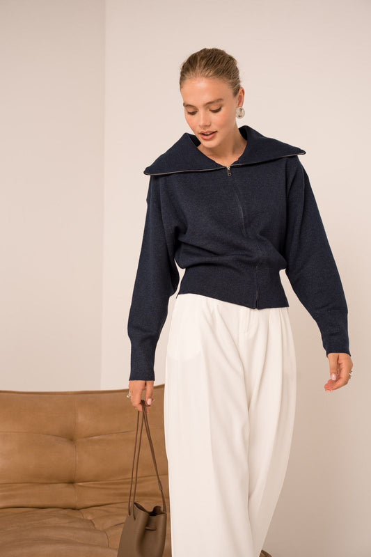 Zipper Knit Navy