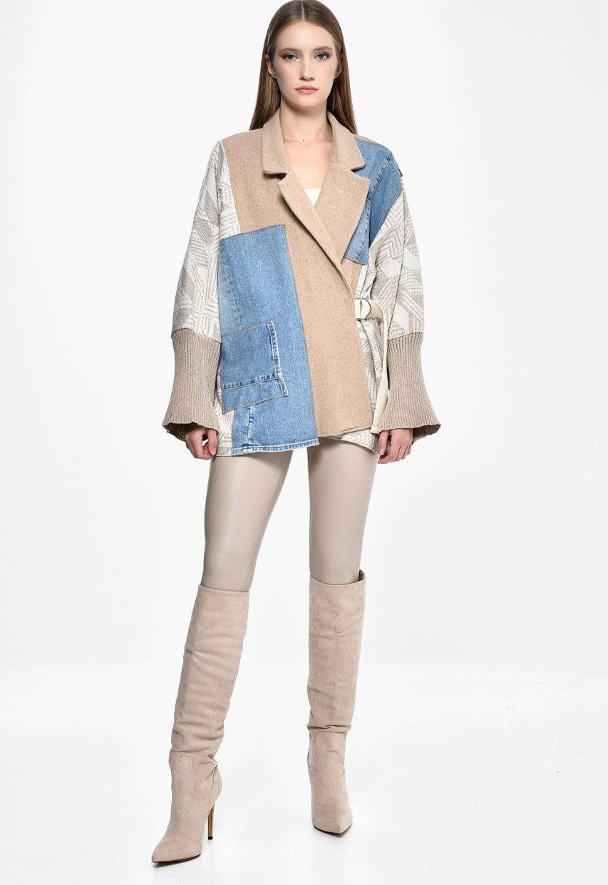 Jacket Beige Printed Wool