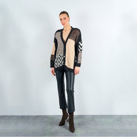 Cardigan argyle black beige