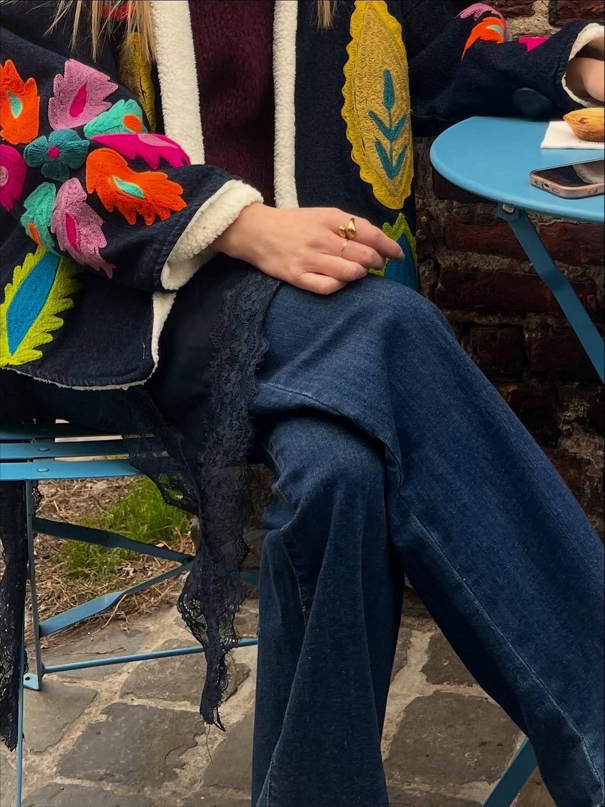 Jacket navy embroidery