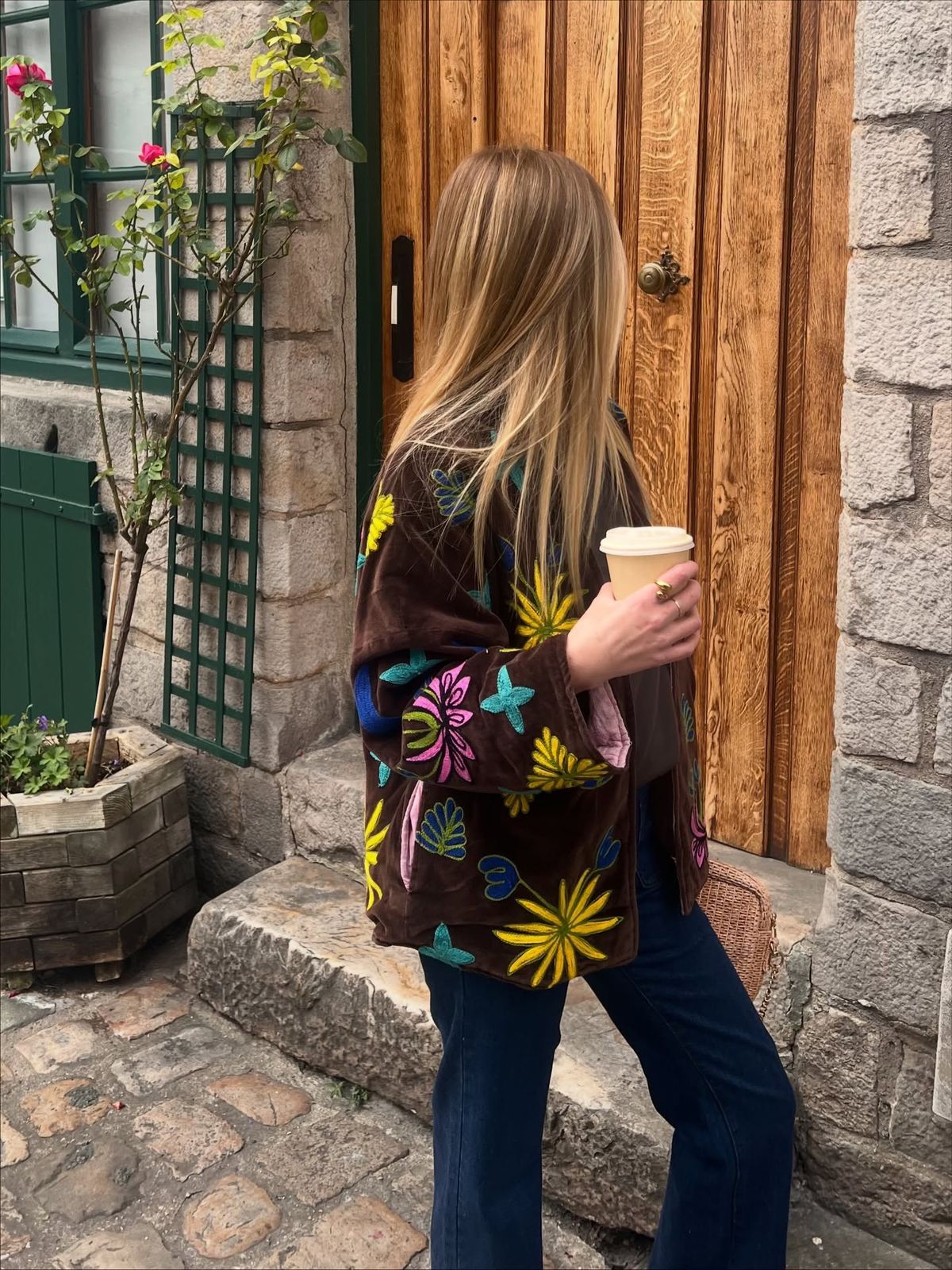 Jacket brown embroidery