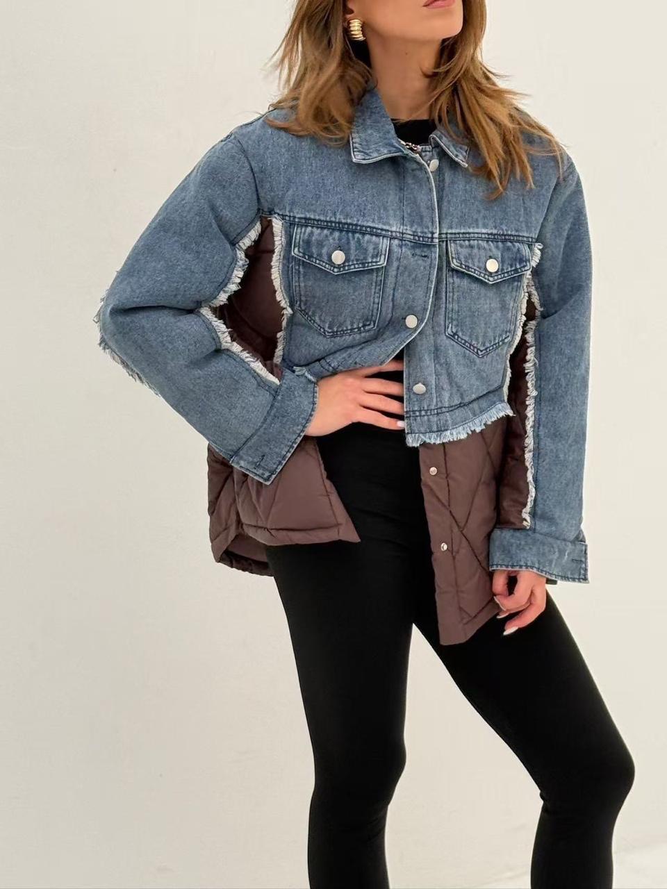 Jacket denim brown pomper