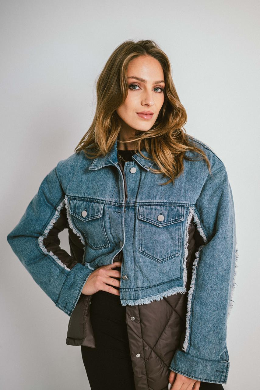 Jacket denim brown pomper