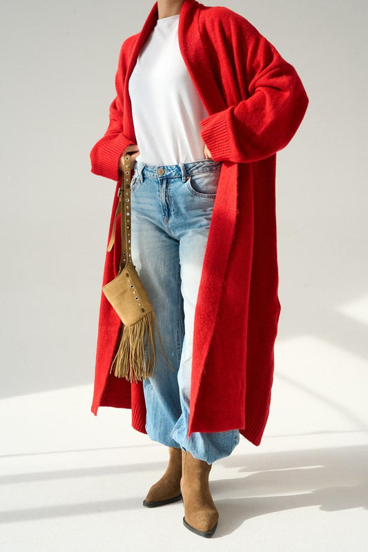 Cardigan wool red