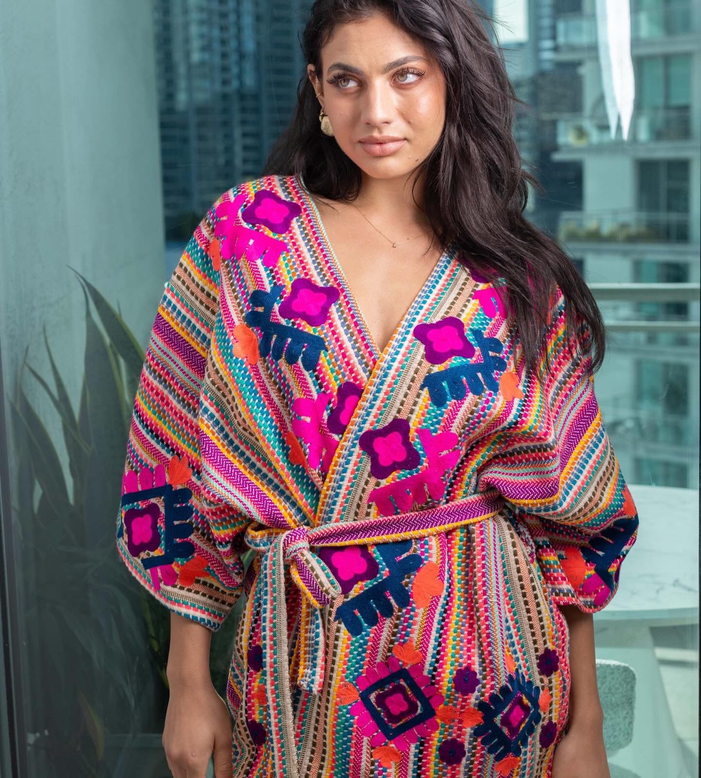 Jacket embroidered stripe pink