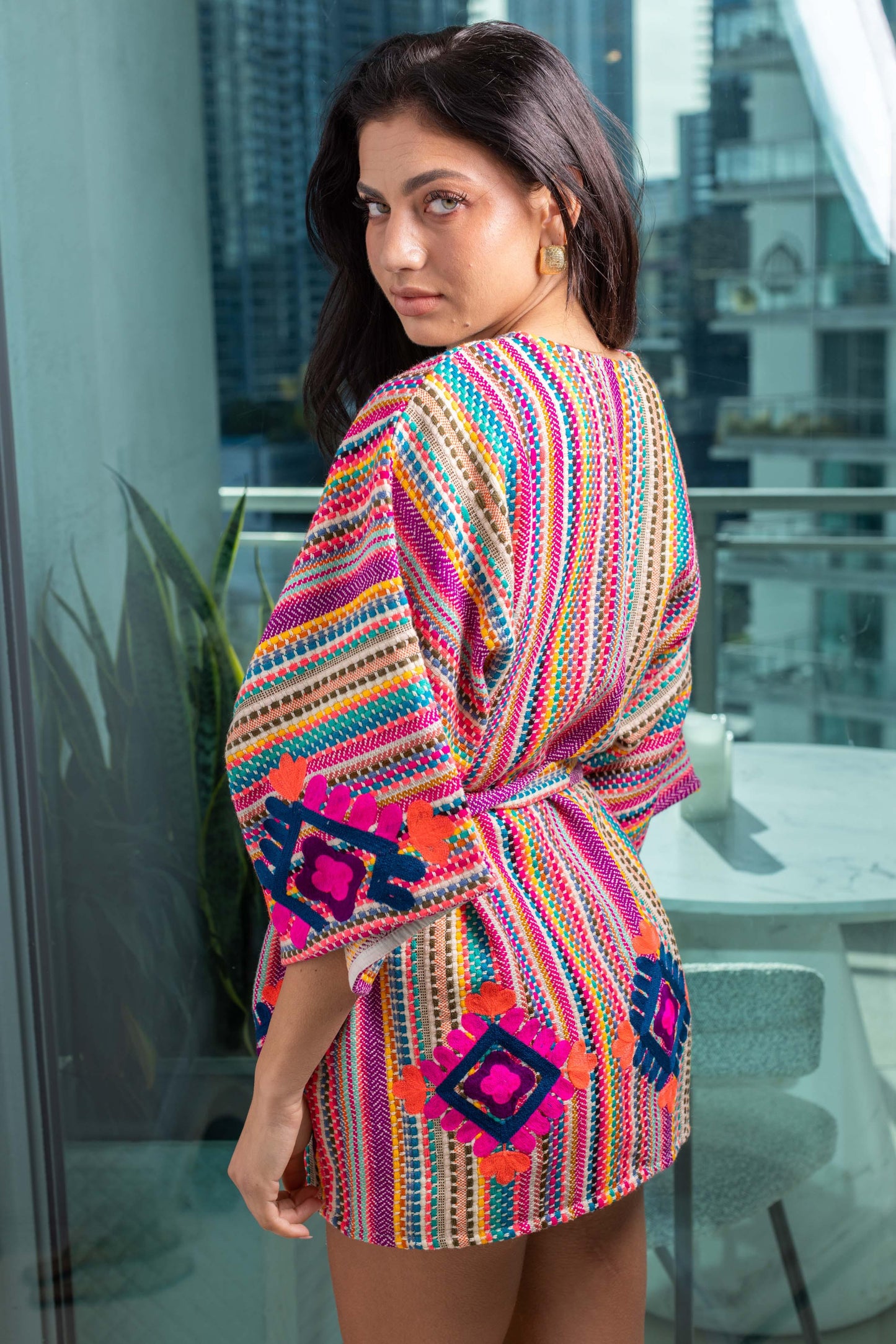 Jacket embroidered stripe pink