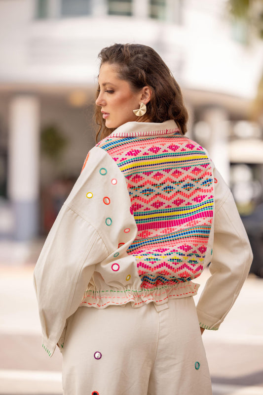 Jacket embroidery off white