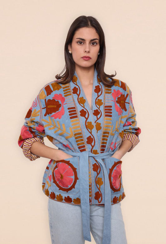 Jacket embroidery blue burgundy