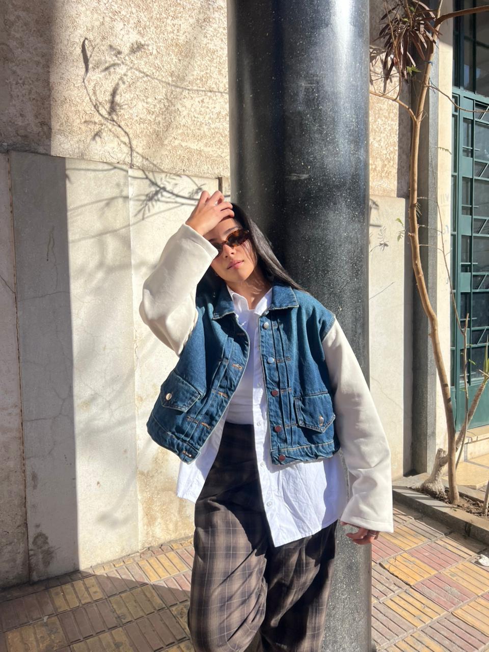 Jacket denim sleeves suede