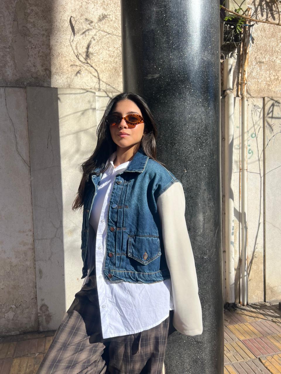 Jacket denim sleeves suede