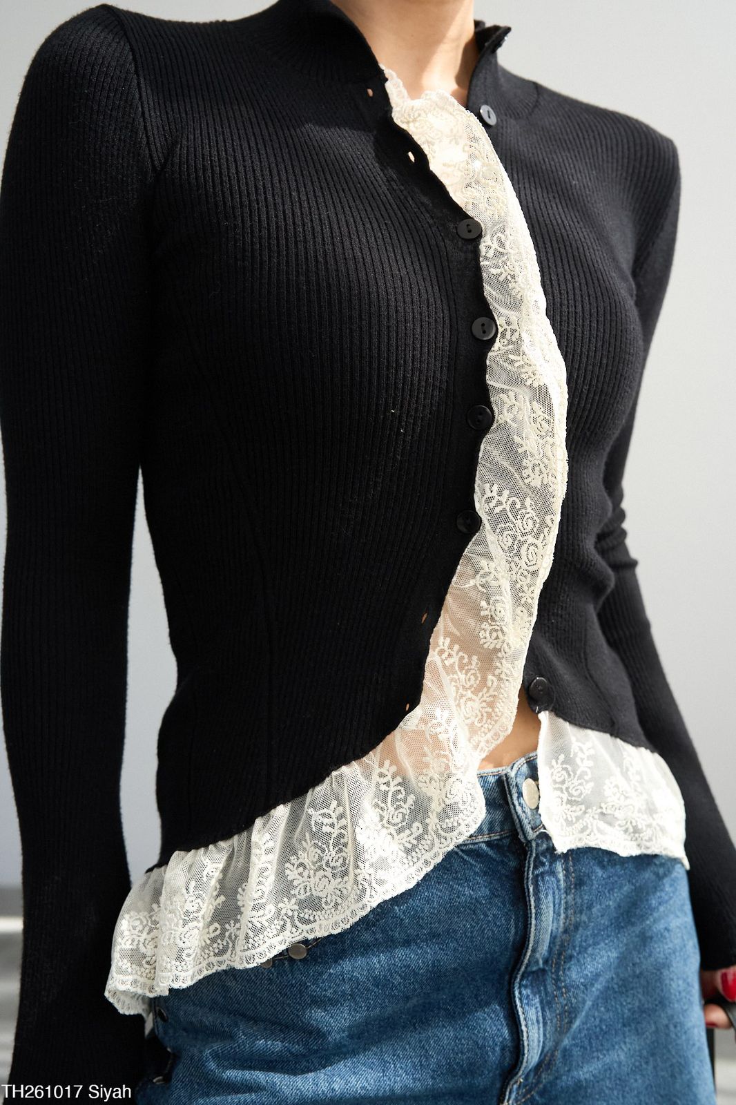 Pullover black dantelle