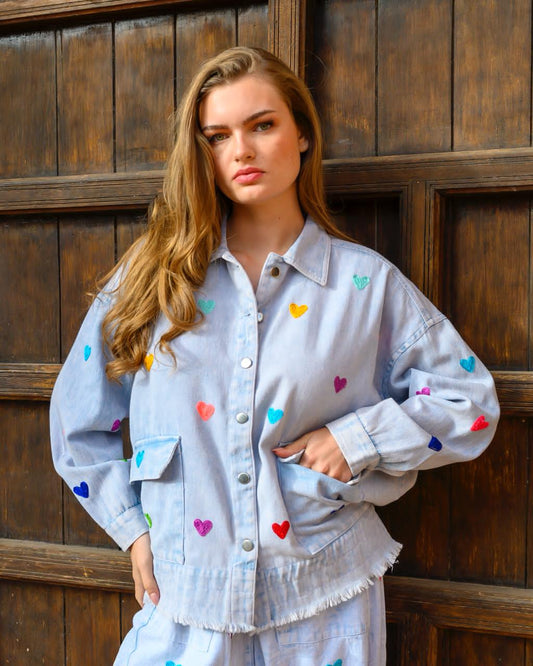 Jacket hearts light blue