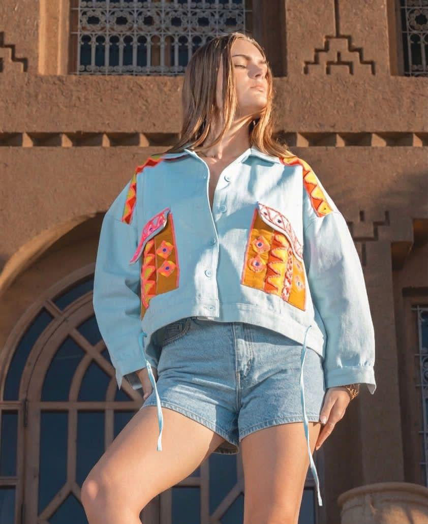 Jacket Blue embroidered