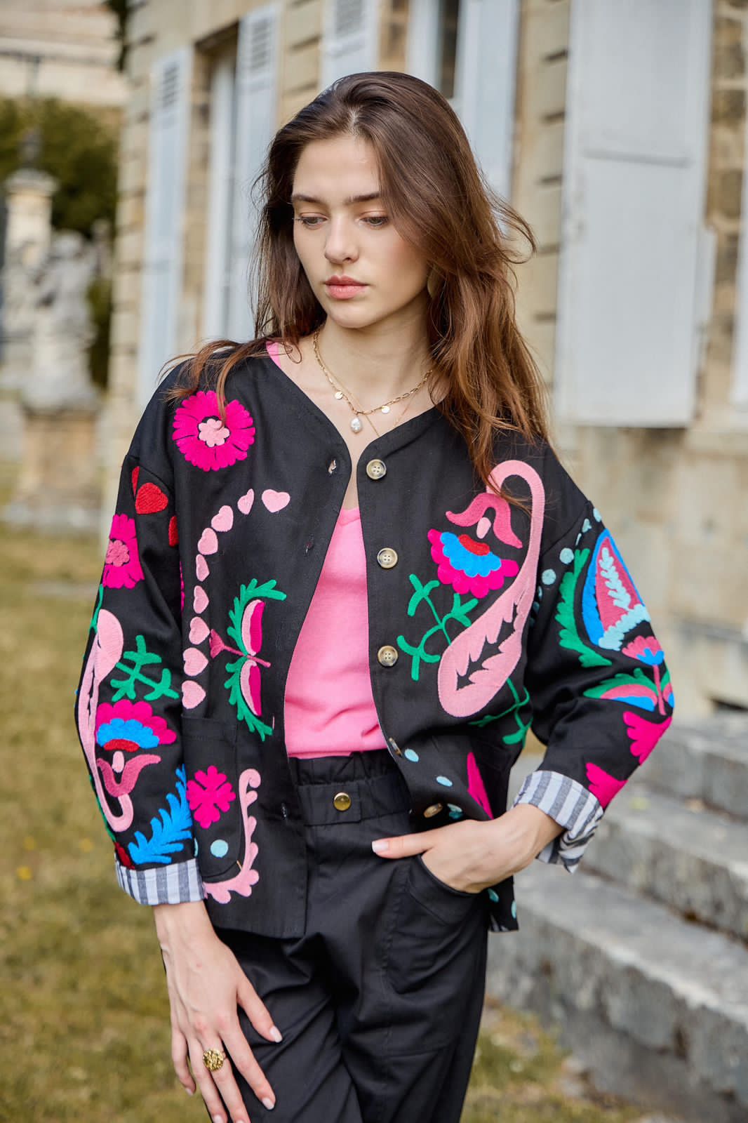Jacket Blue embroidery