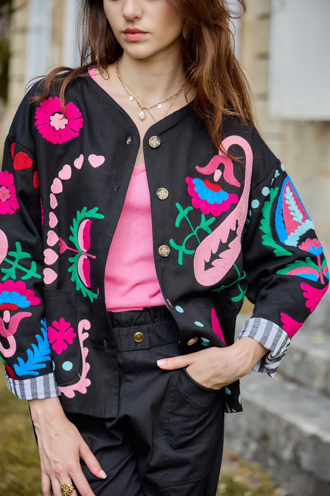 Jacket Blue embroidery
