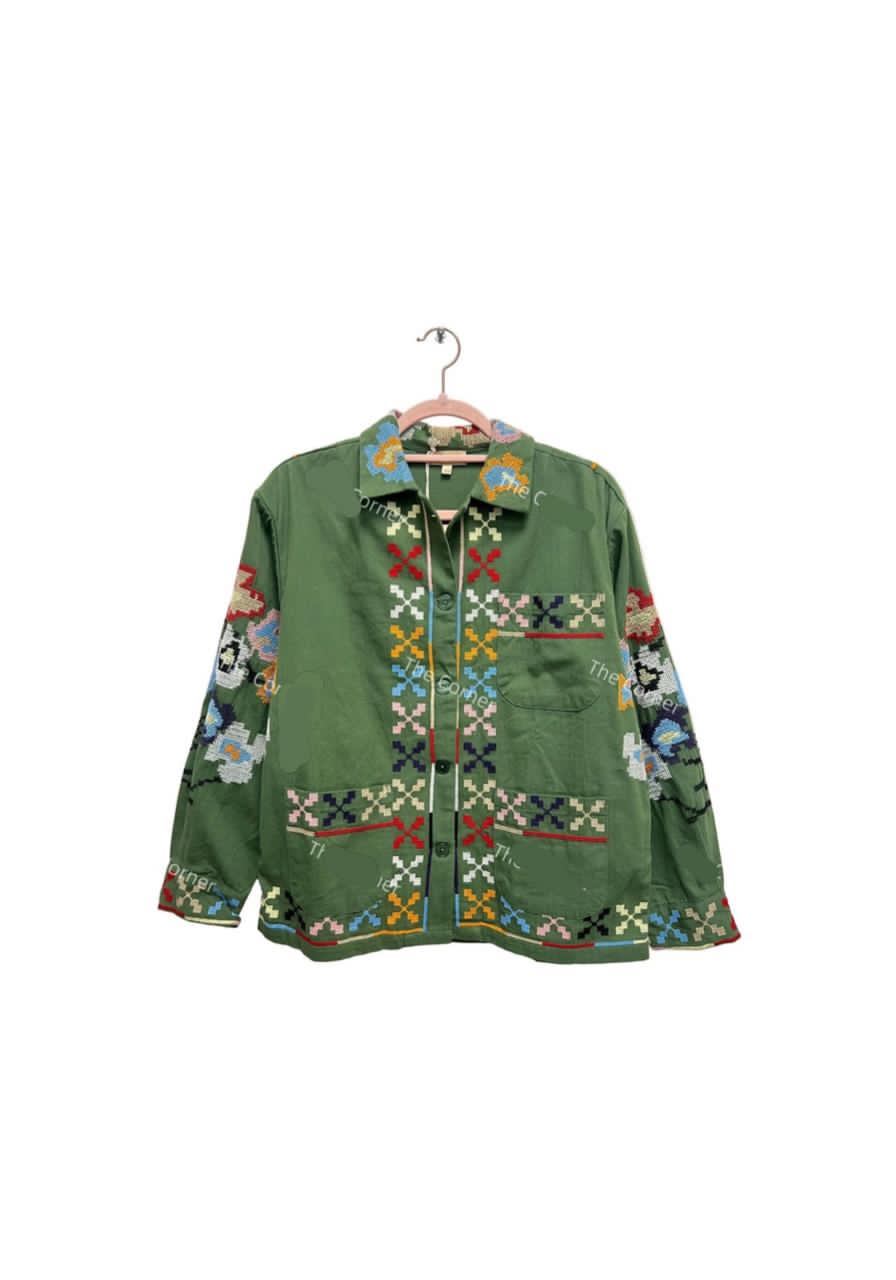 Jacket olive embroidery
