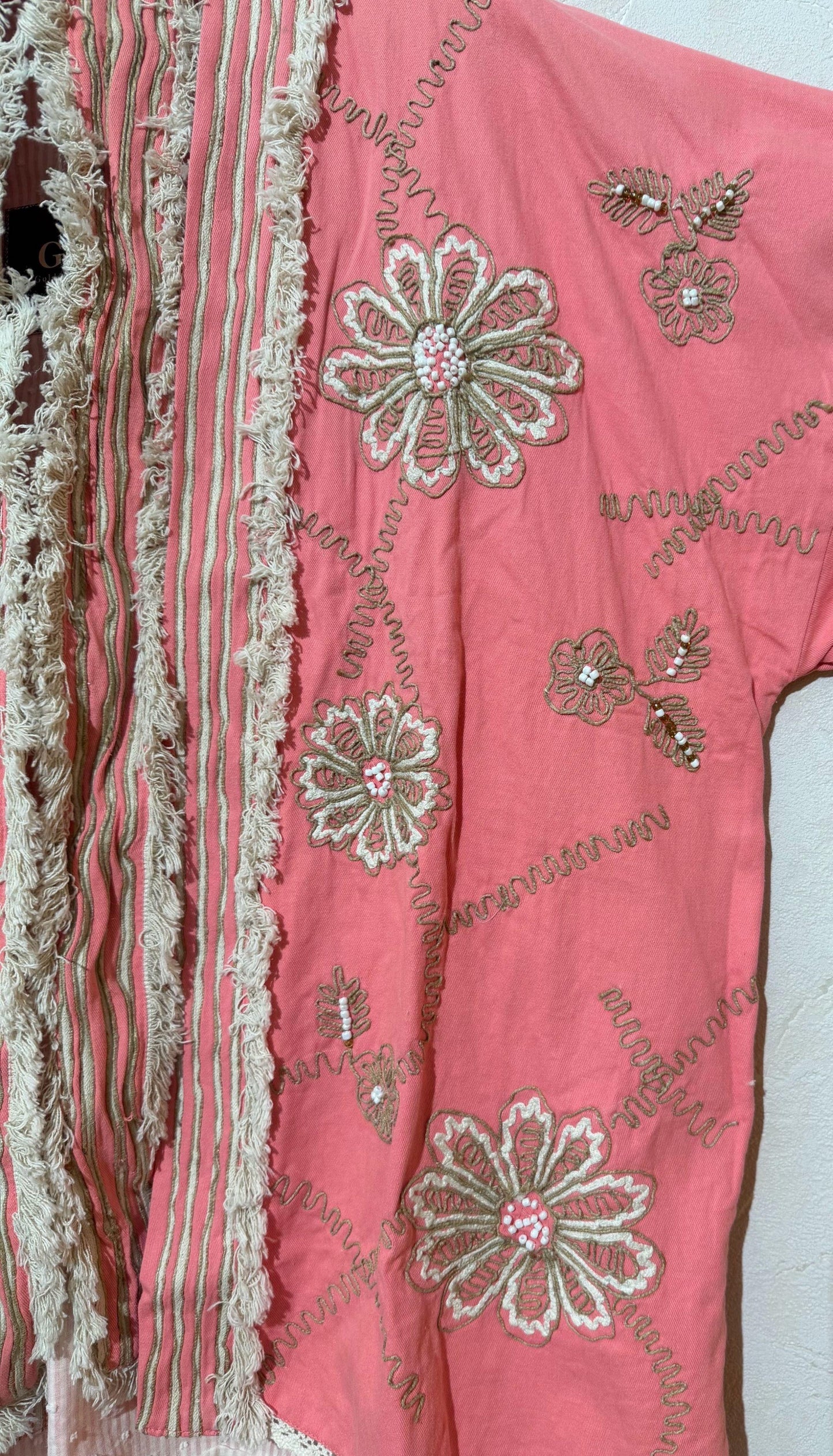 Cardigan embroidery fringes
